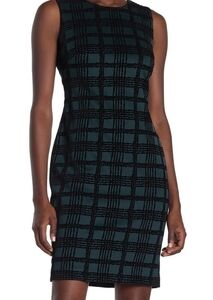 Tommy Hilfiger Holiday Velvet Gingham Spruce and Black Color Dress